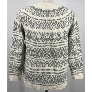 J. Jill Fair Isle Sweater Pullover Barley Gray Nordic Winter Holiday Womens S VN